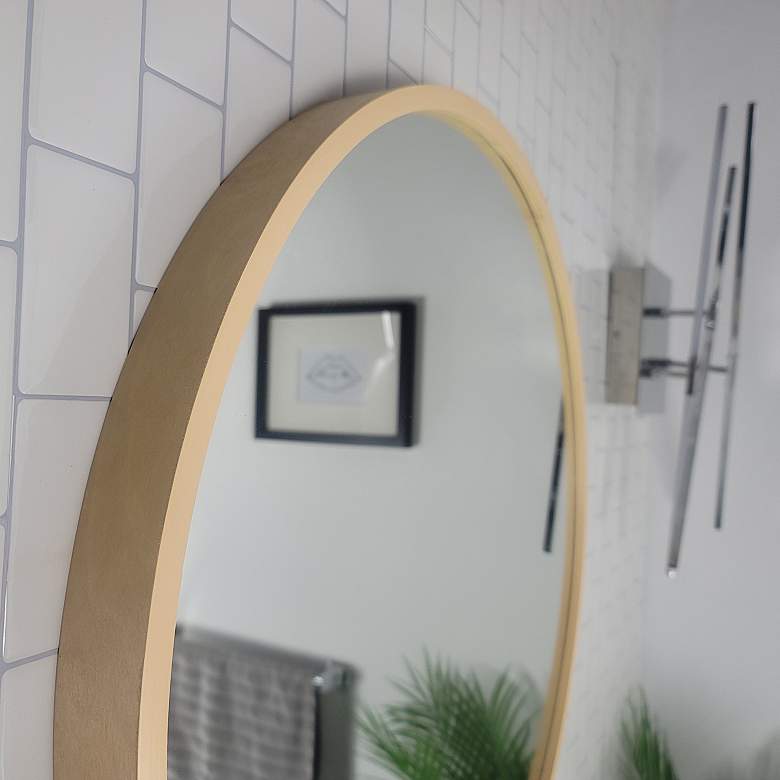Image 4 Thompson Matte Natural 23 1/2" Round Framed Wall Mirror more views