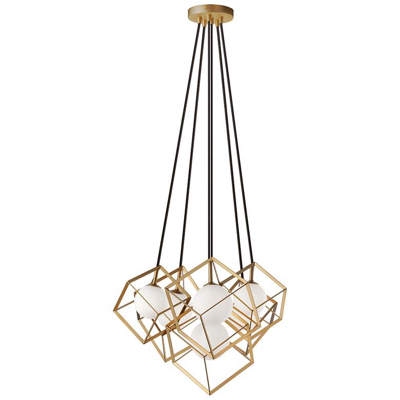 Image 2 Thomson 21" Wide Gold 6-Light Pendant with White Glass