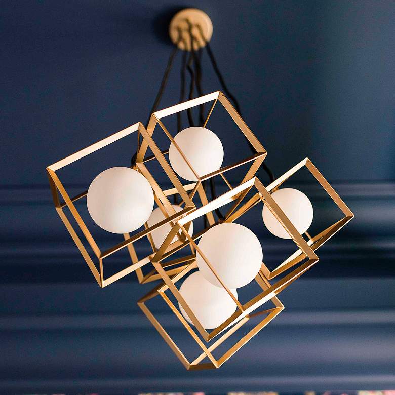 Image 1 Thomson 21" Wide Gold 6-Light Pendant with White Glass
