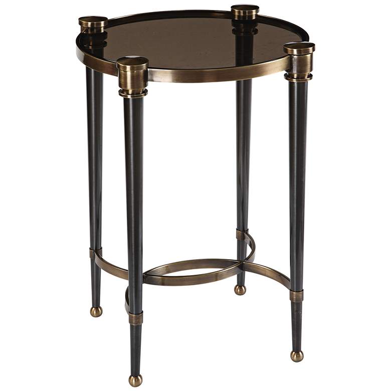 Image 1 Thora 18 3/4" Wide Brushed Black and Brass Accent Table