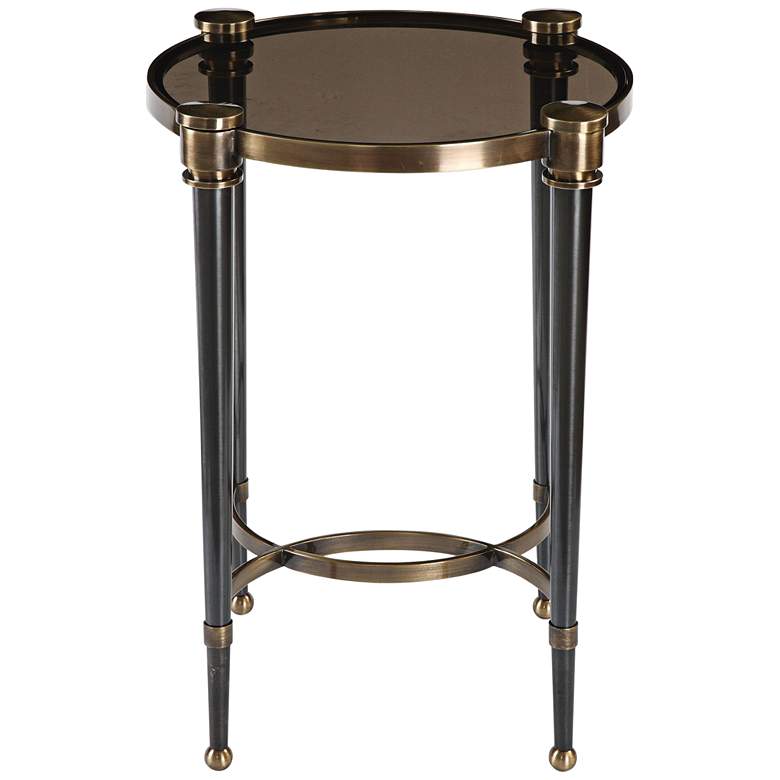 Image 4 Thora 18 3/4 inch Wide Brushed Black and Brass Accent Table more views