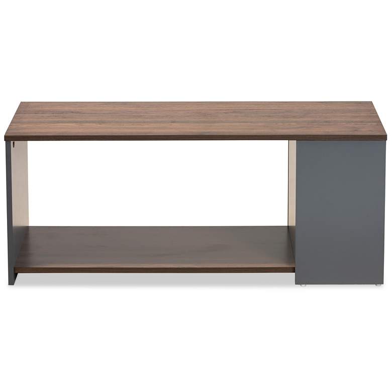 Image 3 Thornton 39 1/2 inchW Walnut Brown and Gray Storage Coffee Table more views