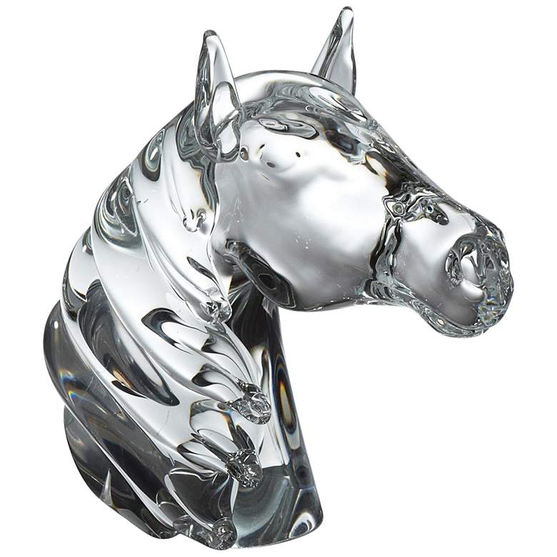 Image 1 Thoroughbred 9 1/2" High Glass Horse Head Animal Sculpture
