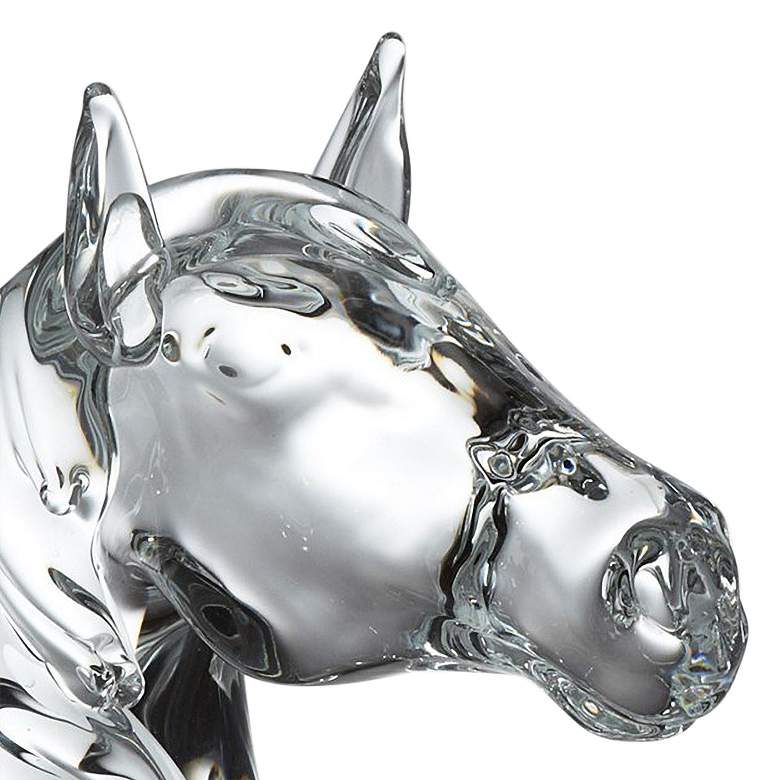 Image 2 Thoroughbred 9 1/2" High Glass Horse Head Animal Sculpture more views