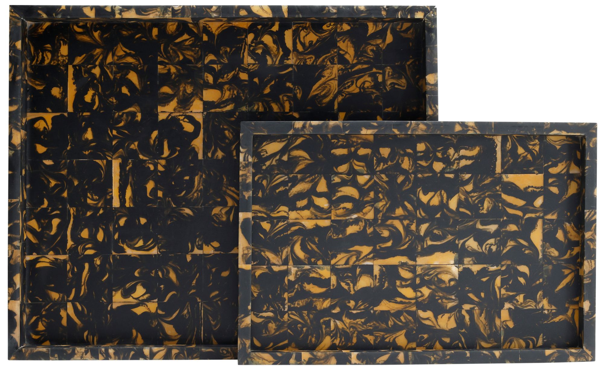 Image 3 Thrace Black, Yellow Rectangular Tray - Set of 2 more views
