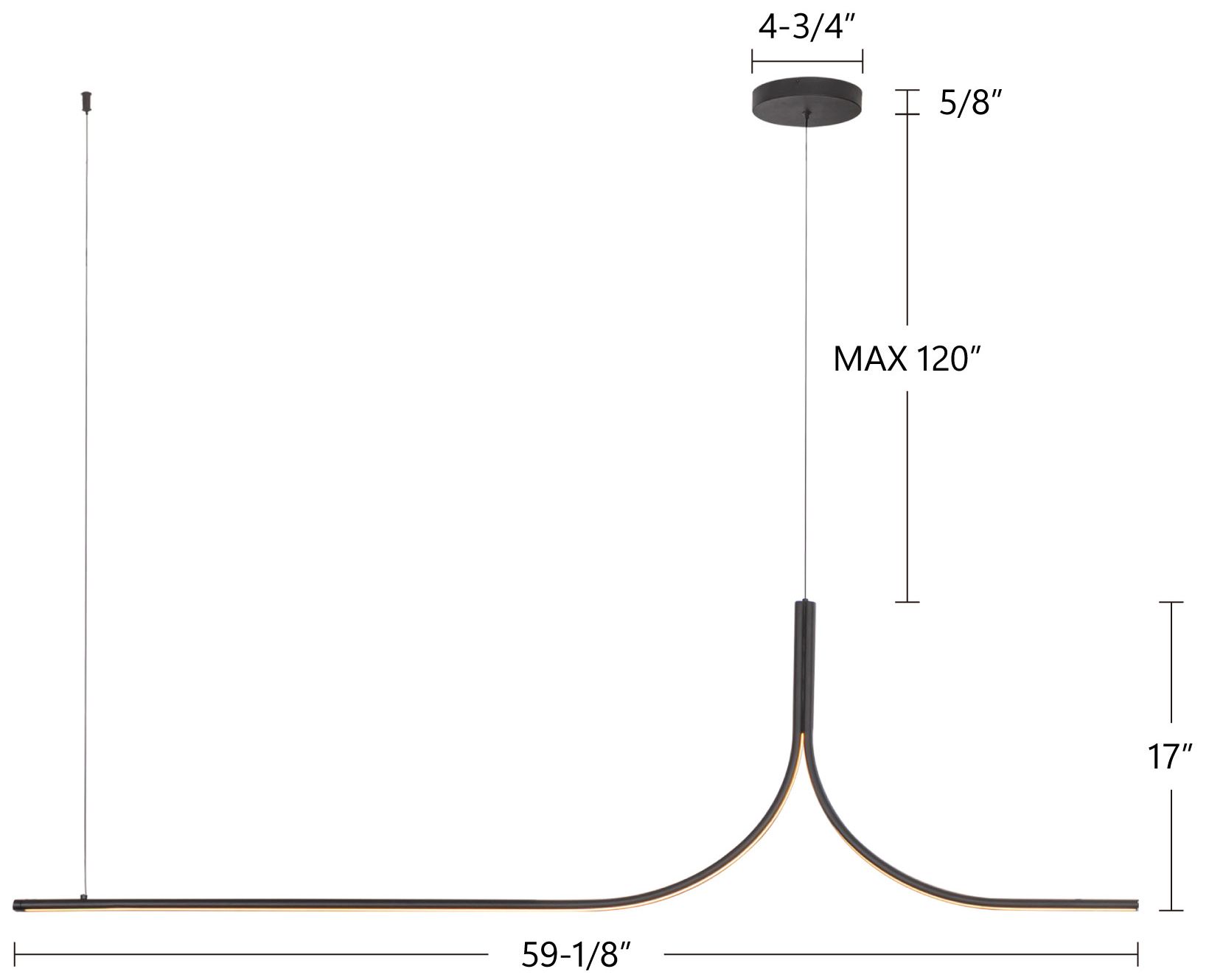 Thread 5-ft Brushed Gold dimmable LED Linear Pendant