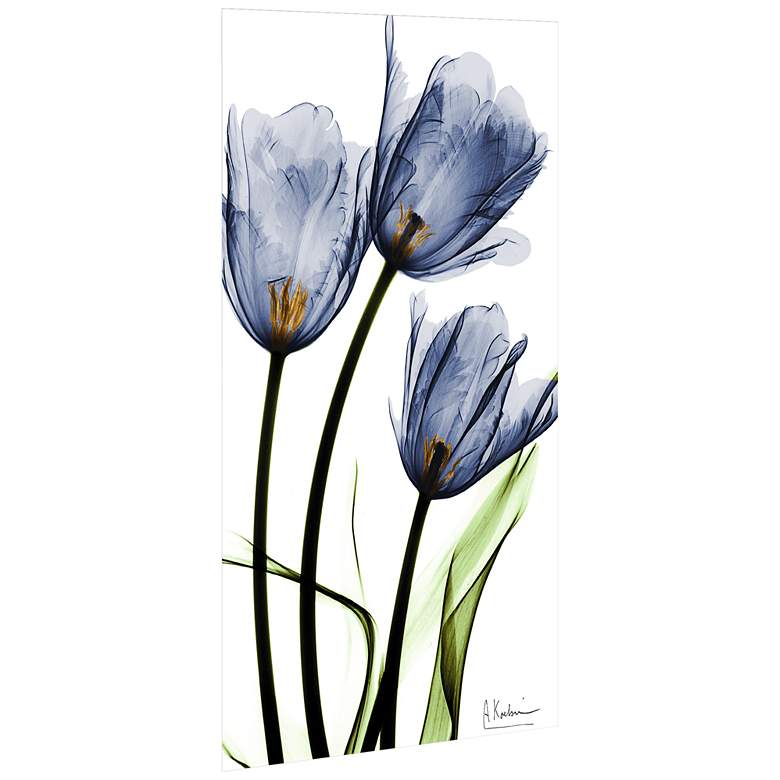 Image 3 Three Blue Tulips 48" High Tempered Glass Graphic Wall Art
