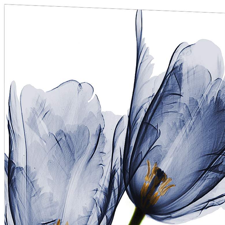 Image 4 Three Blue Tulips 48" High Tempered Glass Graphic Wall Art more views