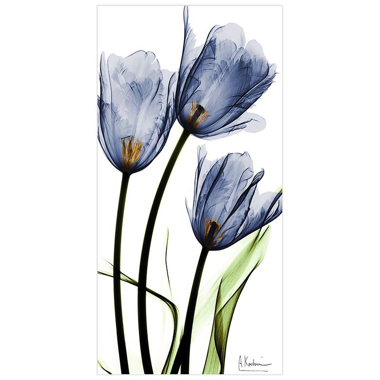 Image 5 Three Blue Tulips 48" High Tempered Glass Graphic Wall Art more views
