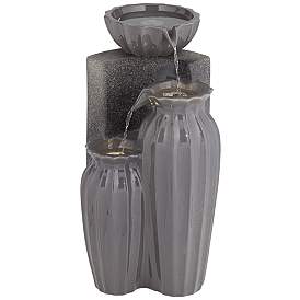 Image2 of Three Bowls 26 1/2"H Dark Gray Three-Tier Outdoor LED Floor Fountain