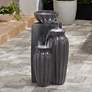 Thumbnail1 of Three Bowls 26 1/2"H Dark Gray Three-Tier Outdoor LED Floor Fountain