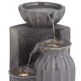 Image3 of Three Bowls 26 1/2"H Dark Gray Three-Tier Outdoor LED Floor Fountain more views
