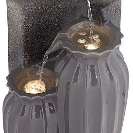 Image4 of Three Bowls 26 1/2"H Dark Gray Three-Tier Outdoor LED Floor Fountain more views