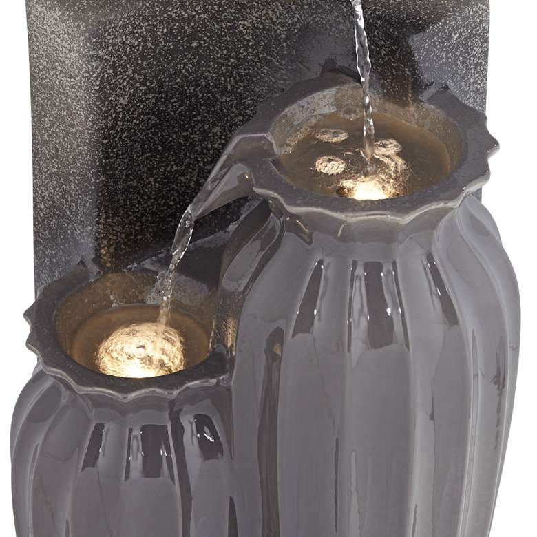 Image 4 Three Bowls 26 1/2"H Dark Gray Three-Tier Outdoor LED Floor Fountain more views