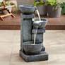 2_Three Bowls 32 1/4" High Gray Faux Stone Cascading LED Floor Fountain