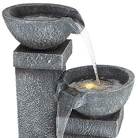 Image3 of Three Bowls 32 1/4" High Gray Faux Stone Cascading LED Floor Fountain more views