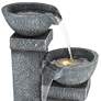 4_Three Bowls 32 1/4" High Gray Faux Stone Cascading LED Floor Fountain more views