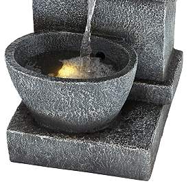 Image4 of Three Bowls 32 1/4" High Gray Faux Stone Cascading LED Floor Fountain more views
