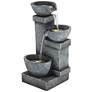 Three Bowls 32 1/4" High Gray Faux Stone Cascading LED Floor Fountain