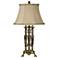 Three Column Marble Accented Brass Lamp