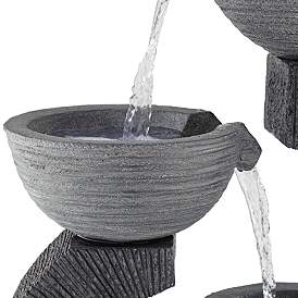 Image3 of Three Cup 31 1/2" High Gray LED Cascading Floor Fountain more views