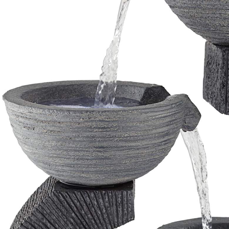 Image 3 Three Cup 31 1/2 inch High Gray LED Cascading Floor Fountain more views