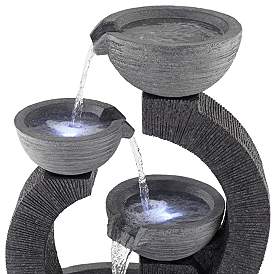 Image4 of Three Cup 31 1/2" High Gray LED Cascading Floor Fountain more views