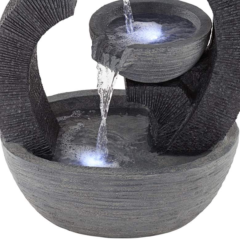Image 5 Three Cup 31 1/2 inch High Gray LED Cascading Floor Fountain more views