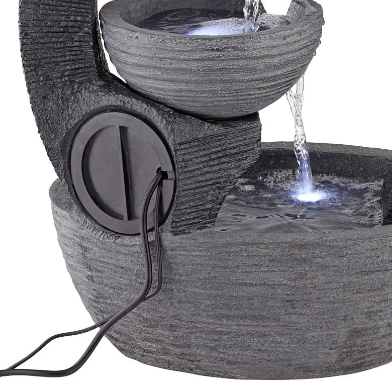 Image 6 Three Cup 31 1/2 inch High Gray LED Cascading Floor Fountain more views