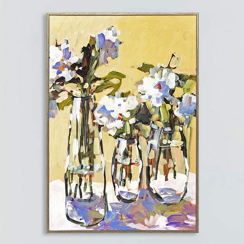 Image 2 Three Flower Vases 36"H Framed Giclee Hand-Finished Wall Art
