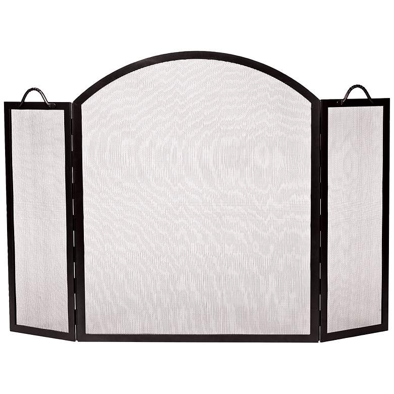 Image 1 Three-Fold Graphite 35 inch High Twisted Arched Fireplace Screen
