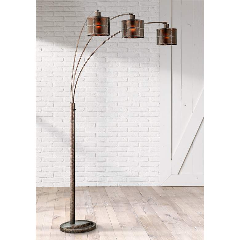 Image 1 Three Light Arc Rust Floor Lamp