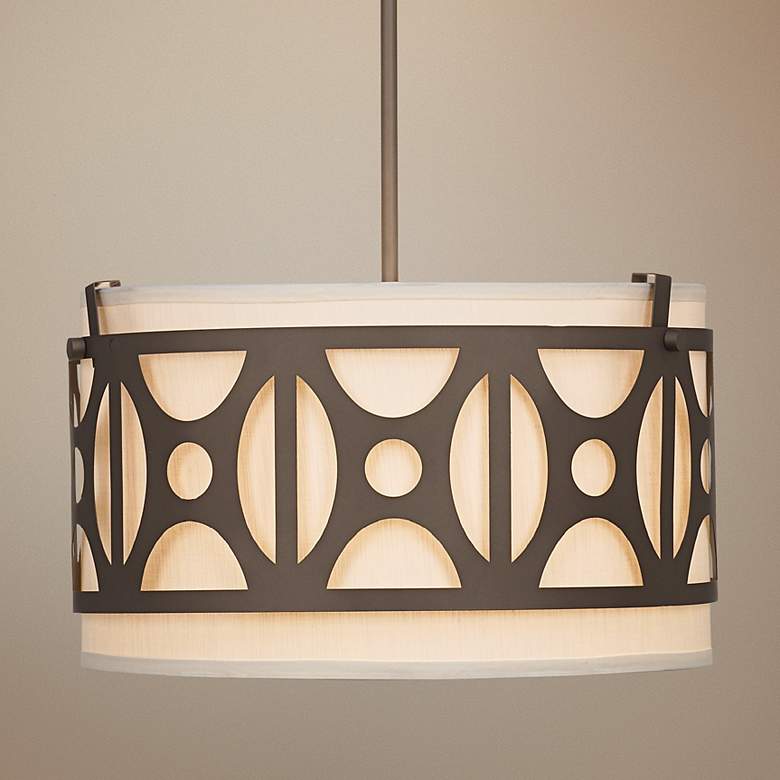 Image 1 Three Light Art Deco Cut-Out 19 1/2" Wide Pendant