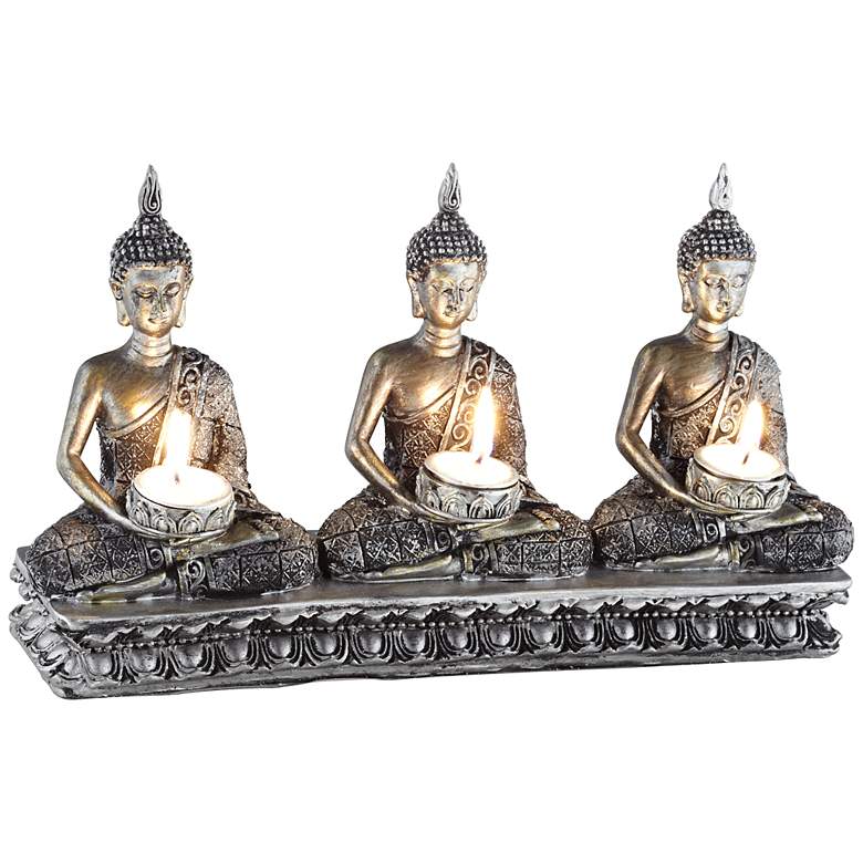 Image 1 Three Sitting Buddhas Votive Candle Holder