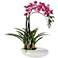 Three Stem 18 1/2" High Faux Purple Orchid in White Pot