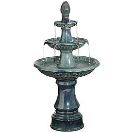 Image2 of Three Tier 46" High Teal Blue Ceramic LED Fountain