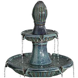 Image3 of Three Tier 46" High Teal Blue Ceramic LED Fountain more views