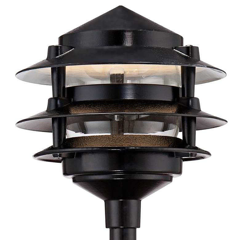 Image 2 Three-Tier Pagoda 11" High Black LED Path Lights Set of 2 more views