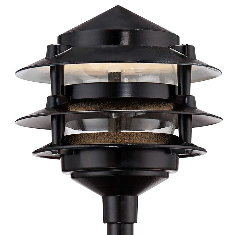 Image 2 Three-Tier Pagoda 11 inch High Black LED Path Lights Set of 2 more views