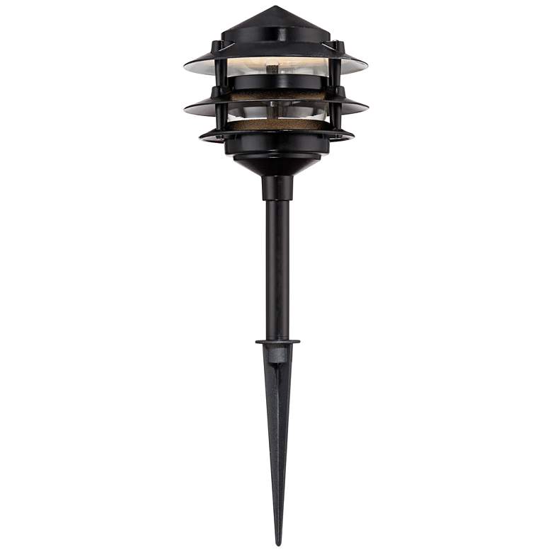 Image 3 Three-Tier Pagoda 11" High Black LED Path Lights Set of 2 more views