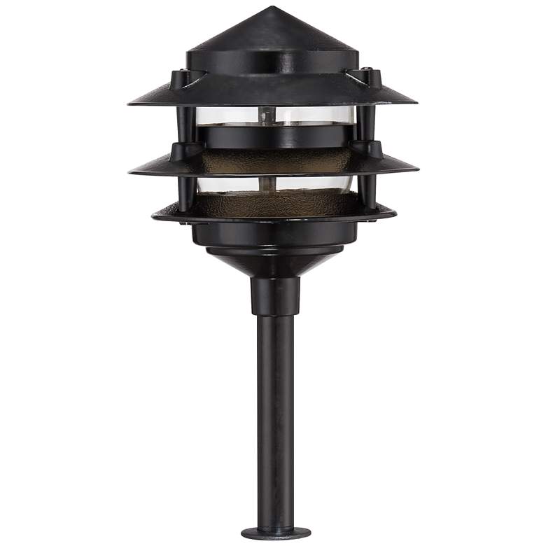 Image 3 Three-Tier Pagoda 11 inch High Black Modern LED Landscape Path Light