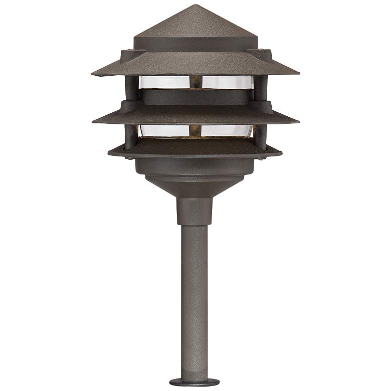 Image 3 Three-Tier Pagoda 11 inch High Bronze LED Landscape Path Light