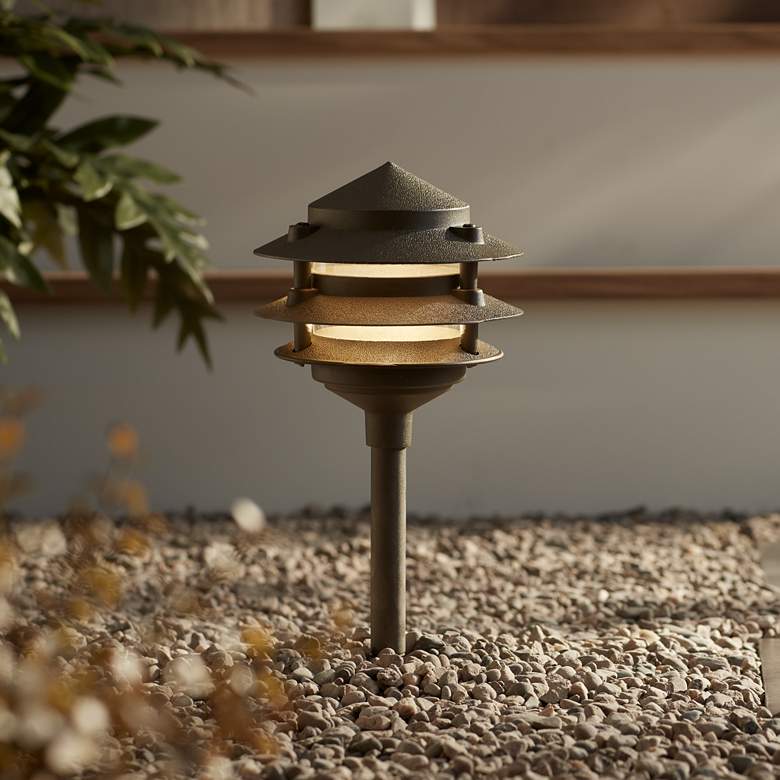 Image 2 Three-Tier Pagoda 11 inch High Bronze LED Landscape Path Light