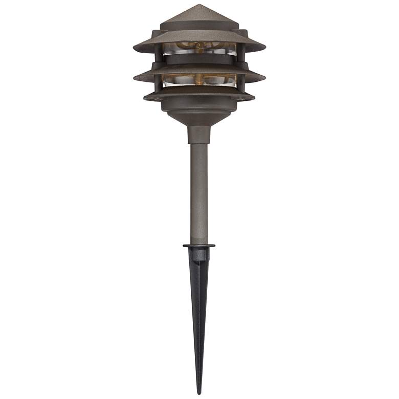 Image 6 Three-Tier Pagoda 11 inch High Bronze LED Landscape Path Light more views