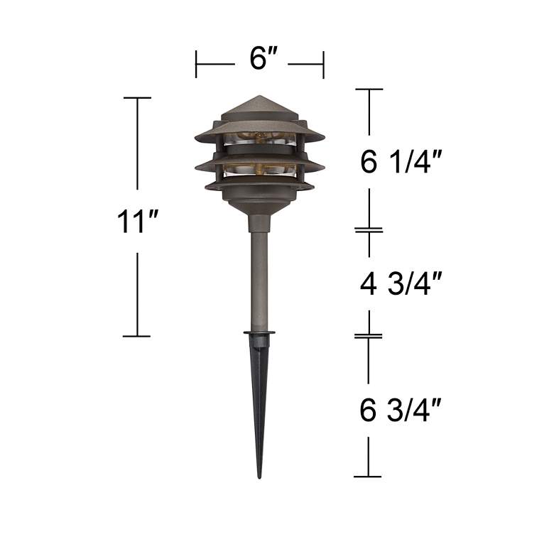 Image 7 Three-Tier Pagoda 11" High Bronze LED Landscape Path Light more views
