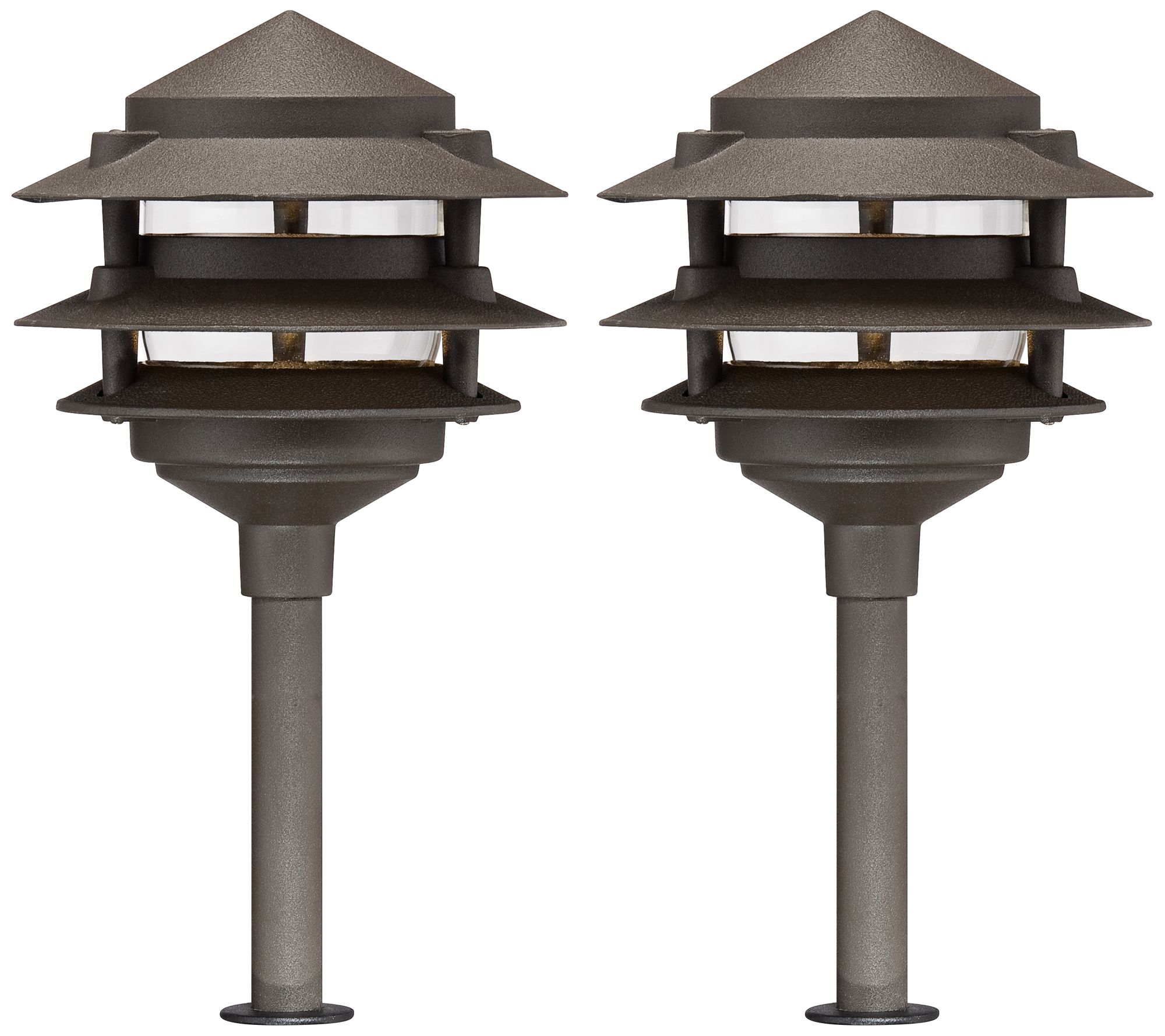 ThreeTier Pagoda 11" High Bronze LED Path Lights Set of 2 235V4