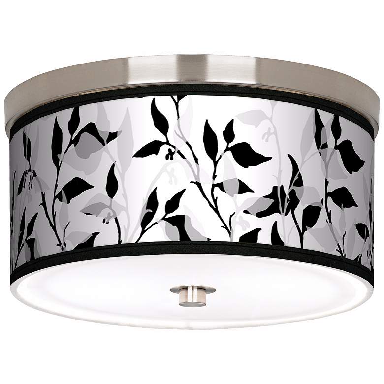 Image 1 Three- Tone Leaves Nickel 10 1/4 inch Wide Ceiling Light