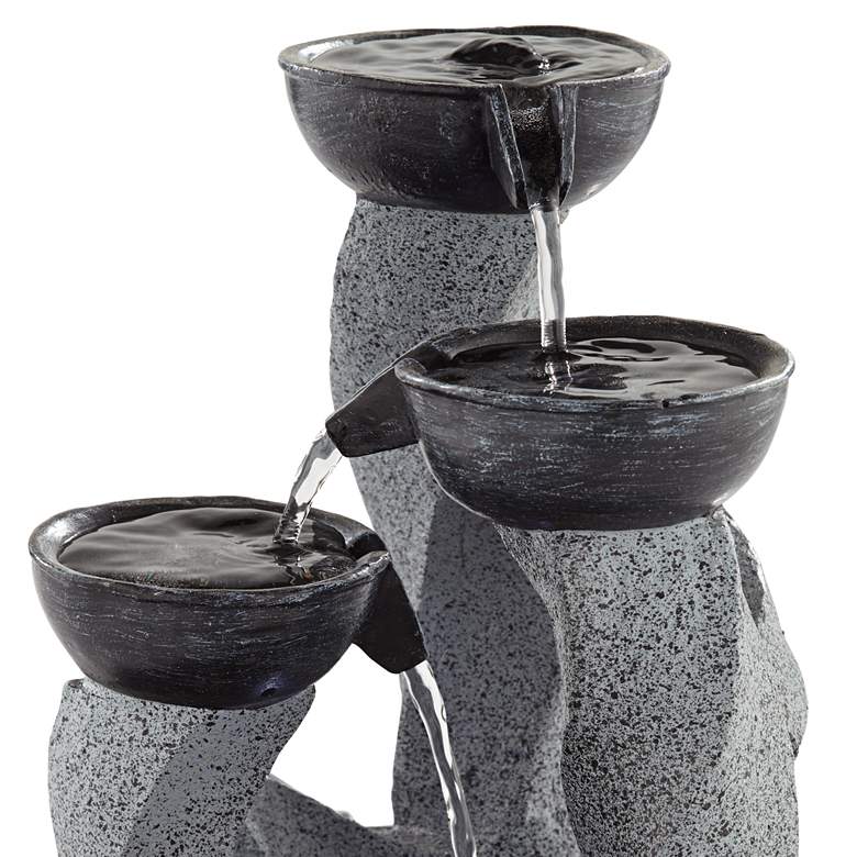 Image 3 Three Twist Column 11" High LED Cascading Tabletop Fountain more views