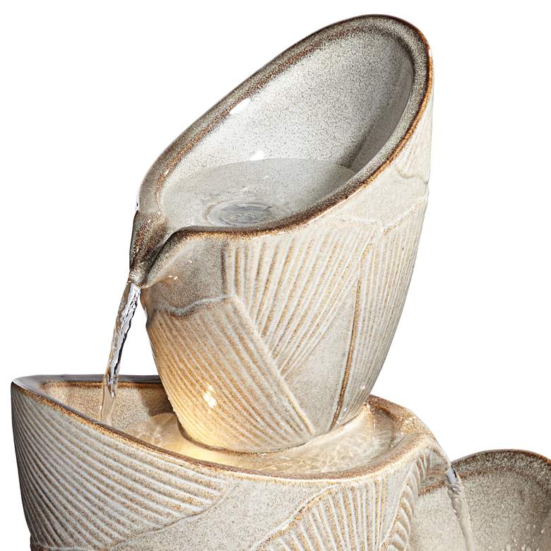 Image 3 Three Urn 30" High Cascading Coastal Modern Fountain with LED Lights more views