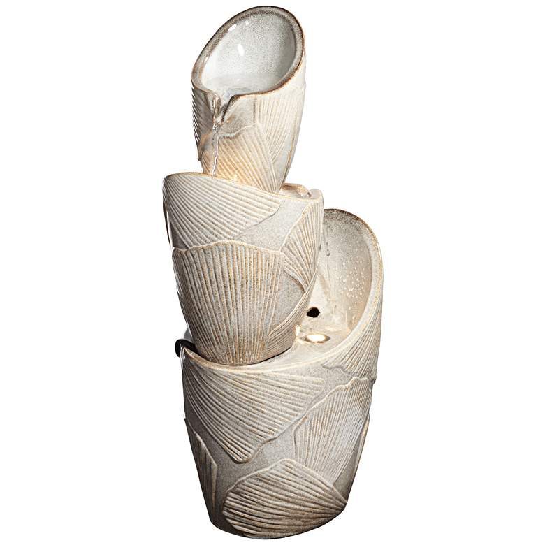 Image 6 Three Urn 30" High Cascading Coastal Modern Fountain with LED Lights more views